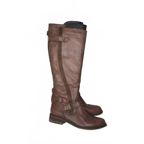Steve Madden Brown Leather Knee-High Riding Boots Women's Size 8.5 - Picture 1 of 6